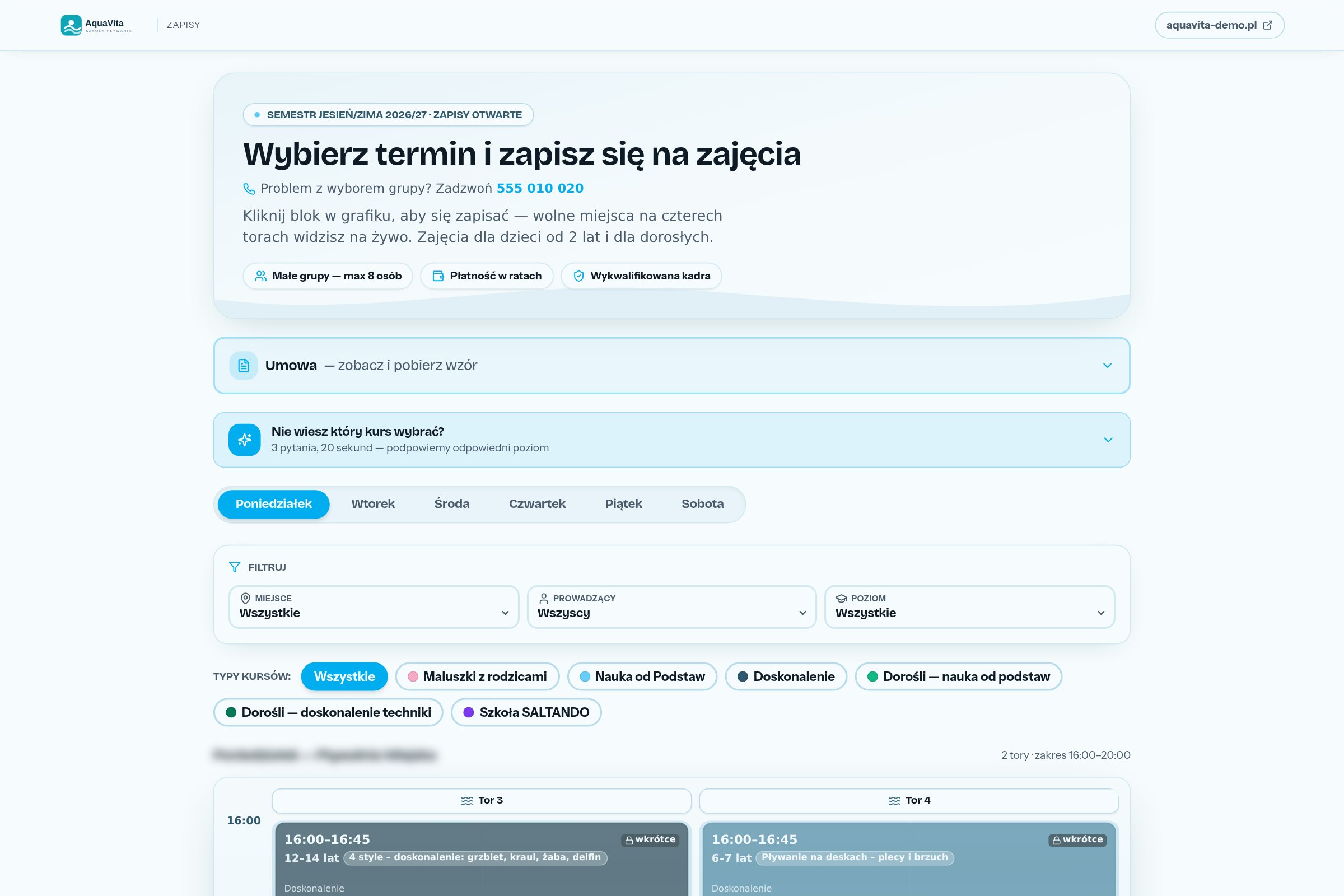 System zapisowy — Grafik zapisów