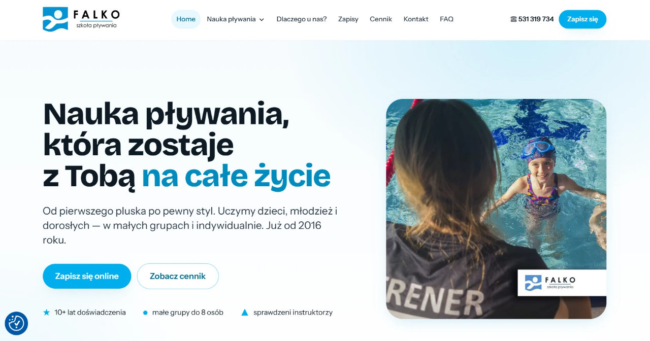 Falko Szkoła Pływania — Strona internetowa